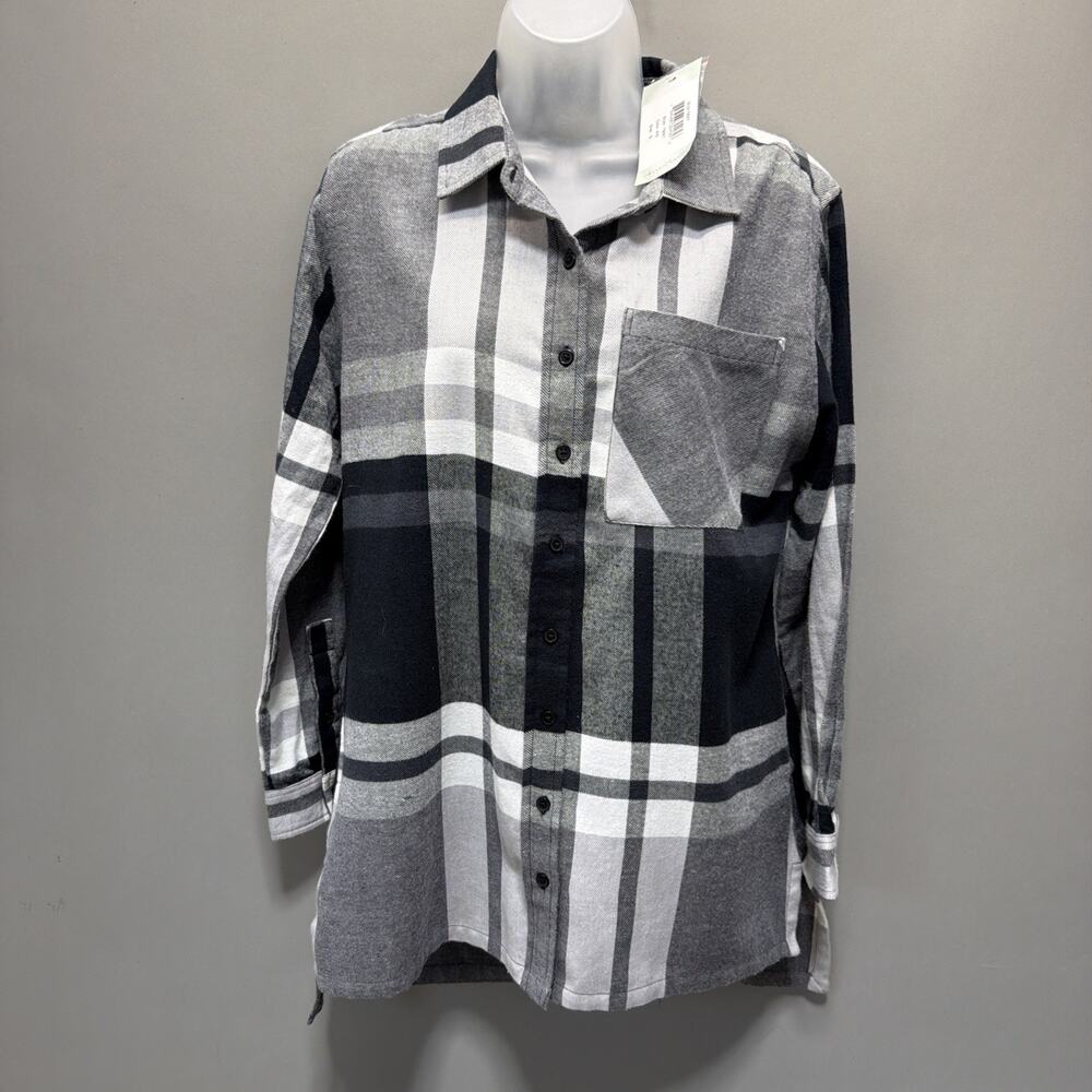 New WOMAN'S Small K.E.R.E.N HART Long Sleeve Button Up Flannel Shirt Pockets